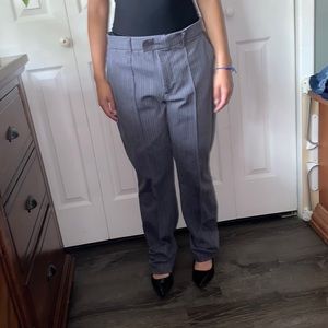 Grey White Stripped Lee Regular Straight Leg Mid Rise